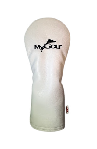AM&E White Fairway Head Cover with MyGolf logo