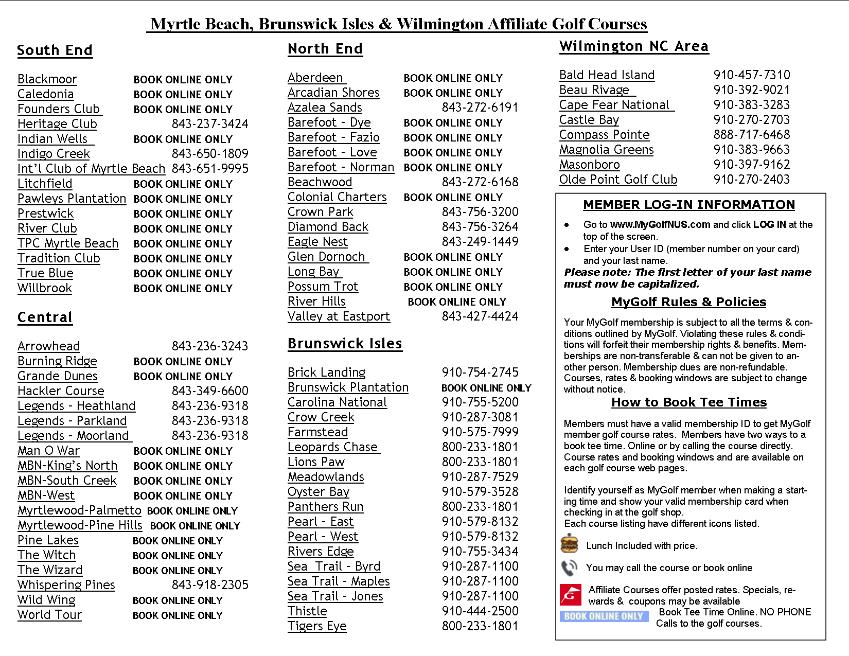 Myrtle Beach Golf Discount Card Courses MyGolf